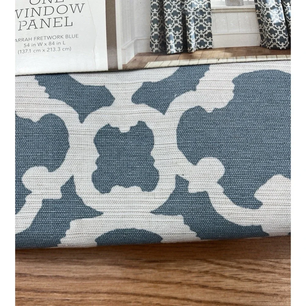 Threshold Farrah Fretwork Set of 2 Curtain Panels Blue 54